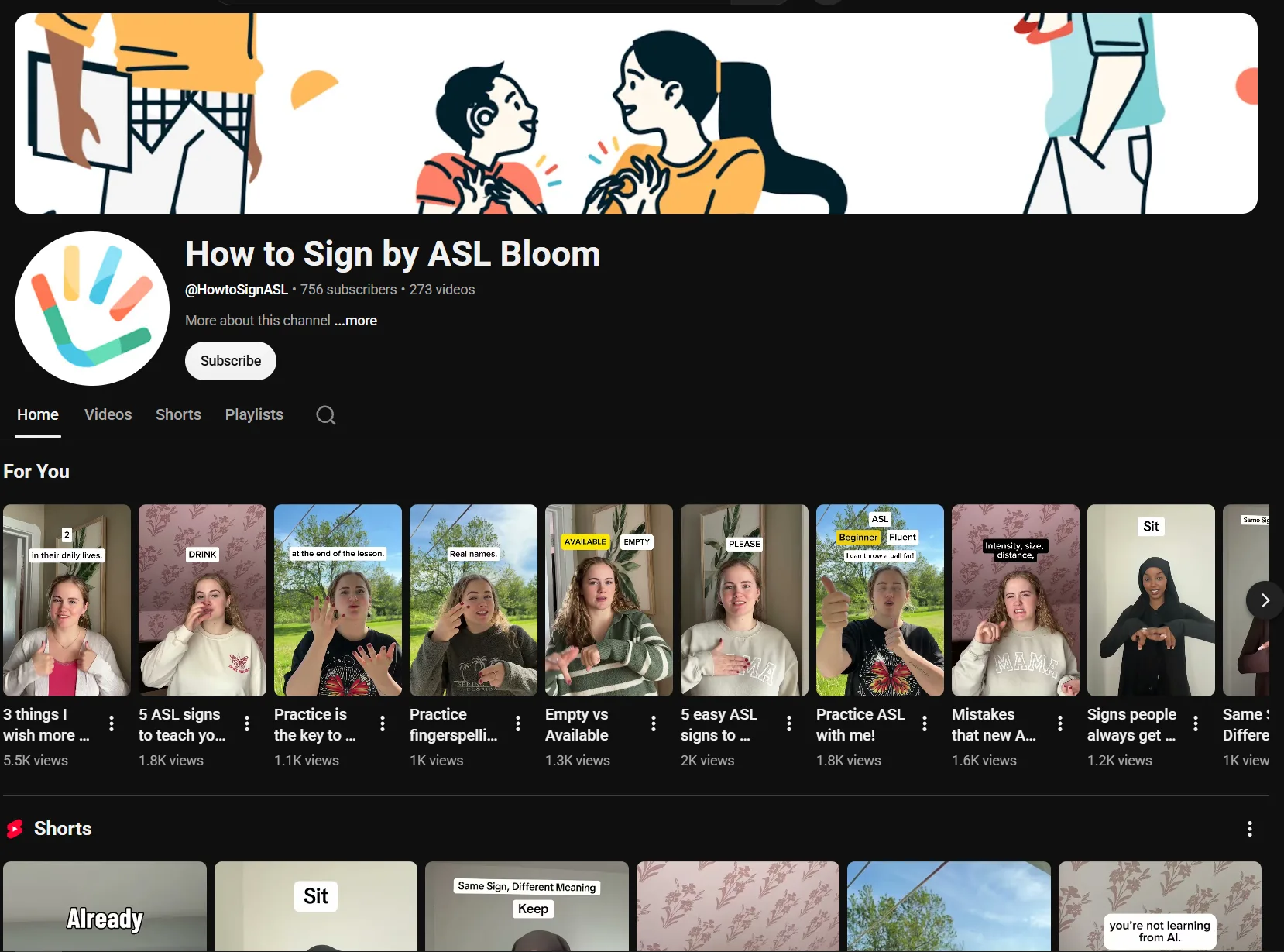 How to Sign by ASL Bloom page example