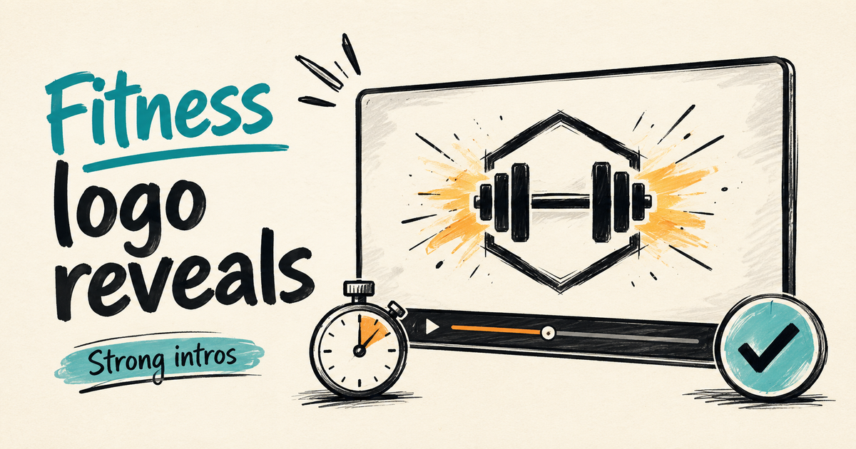 Focused sketchnote cover showing a strong fitness logo reveal concept for gyms and trainers.