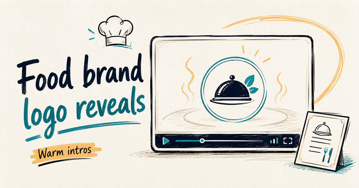 Focused sketchnote cover showing a warm food brand logo reveal concept for restaurants.